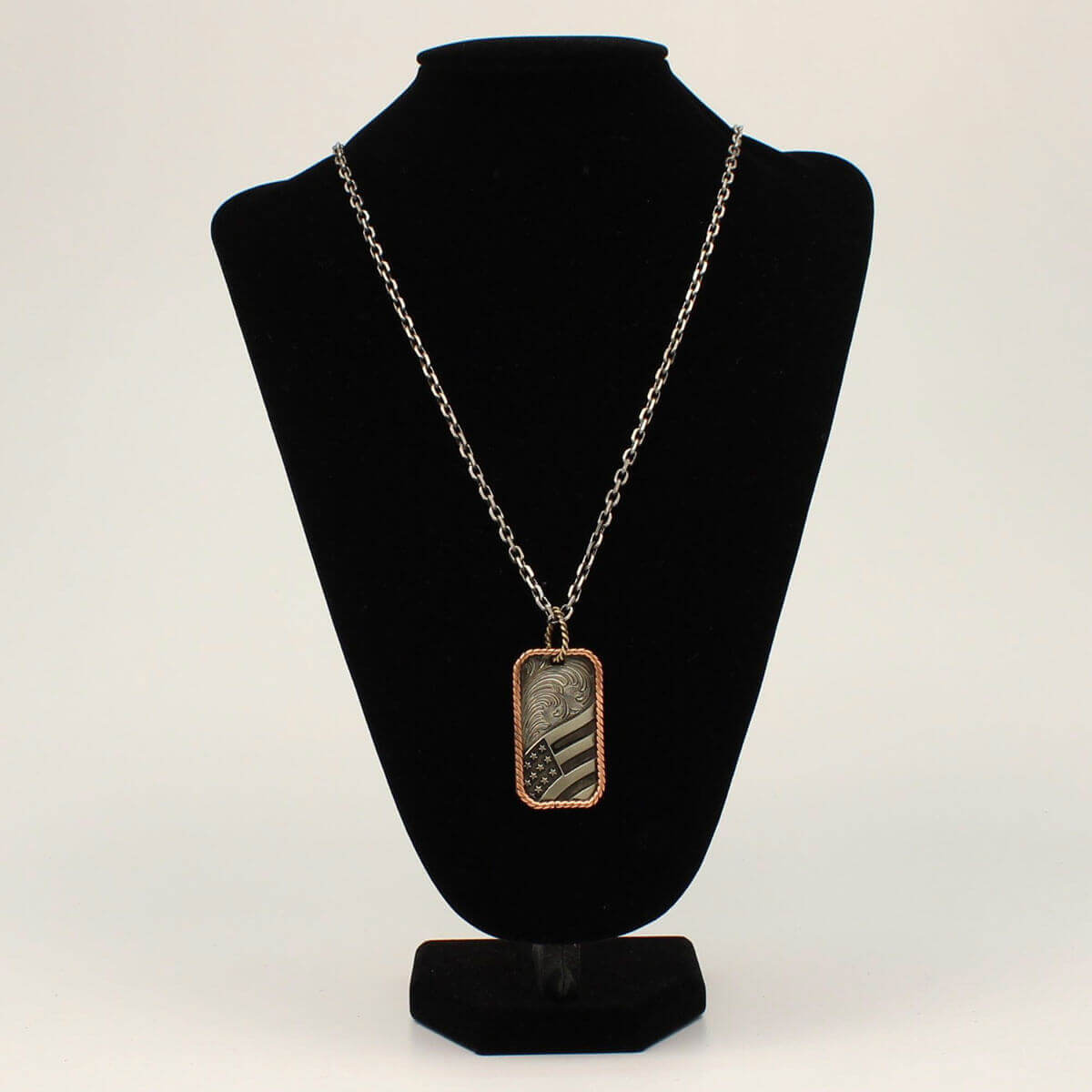 American Flag Western Dog Tag Necklace