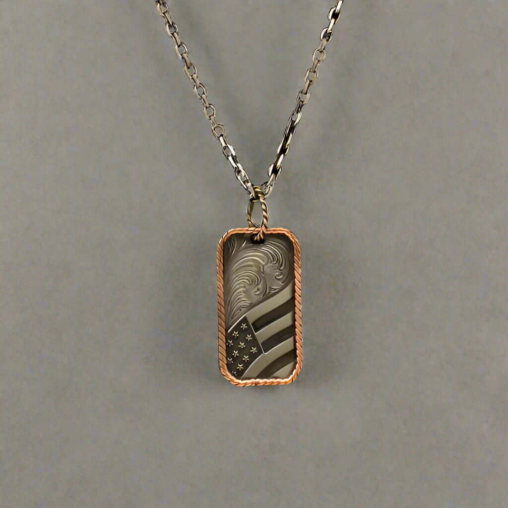 American Flag Western Dog Tag Necklace
