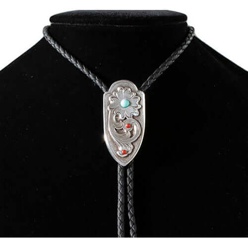 Arrow Floral Bolo Tie with Red & Turquoise