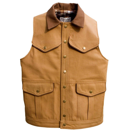 Our unique vest is built warm and tough from durable canvas with a flannel lining. Features two exterior snap closure pockets and a heavy-duty snap closure. Front yokes have snap closures for a discreet pocket underneath. Truly an outdoorsman’s best friend. 100% Cotton. Made in USA.