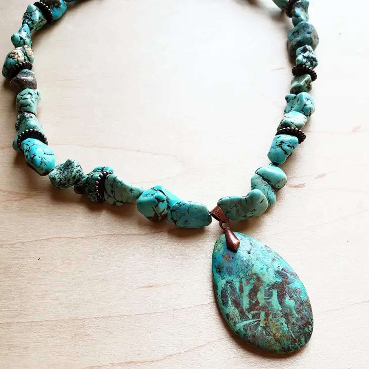 Short Chunky Turquoise Necklace with Pendant