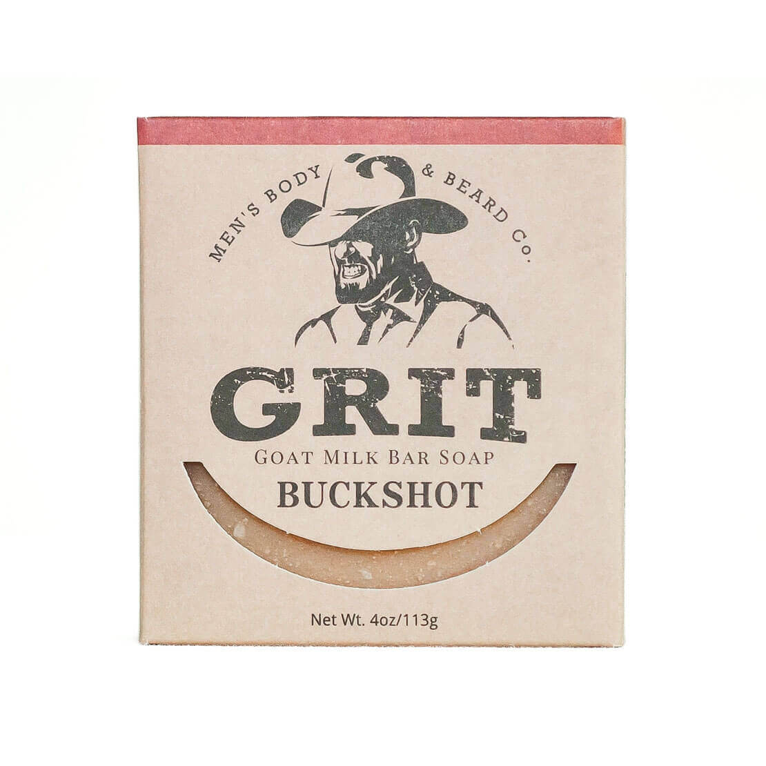 Box of Men's Body & Beard Co. Grit Goat Milk Bar Soap with a cowboy graphic on a white background