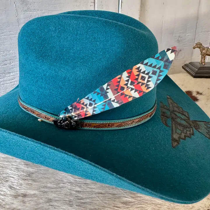Cowboy Hat Accent Feather- Geo Print