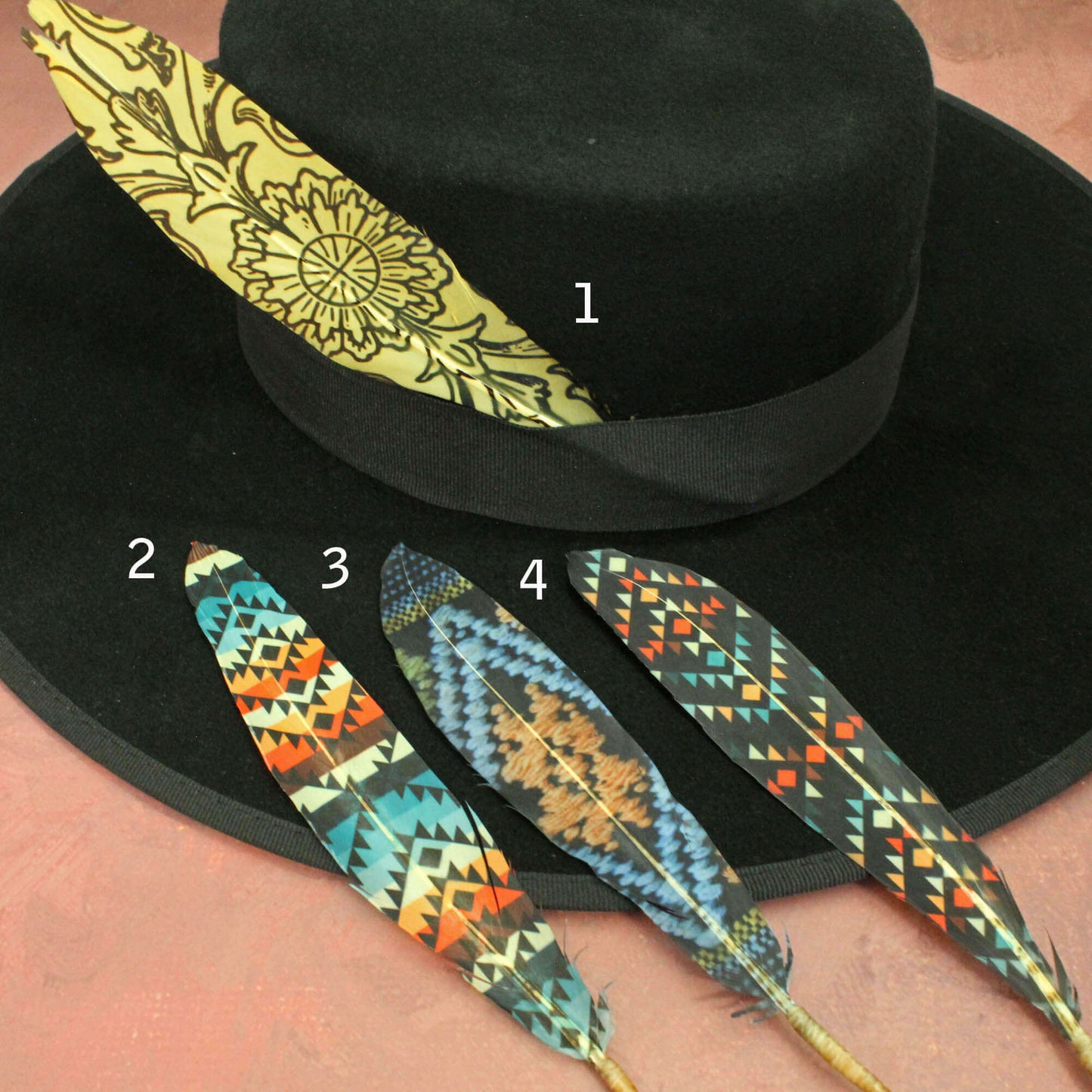 Cowboy Hat Accent Feather- Geo Print