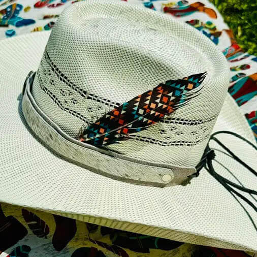 Cowboy Hat Accent Feather- Geo Print