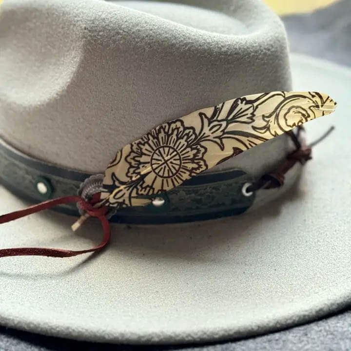 Cowboy Hat Accent Feather- Geo Print