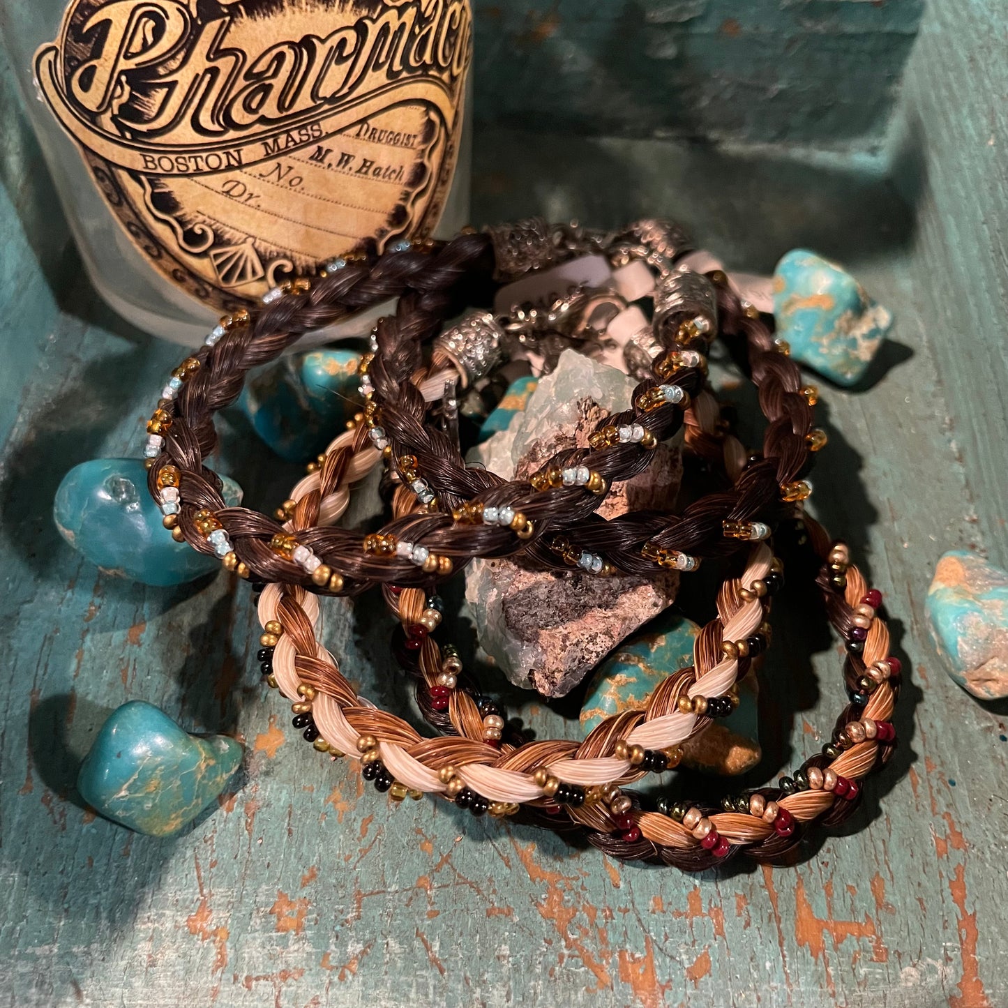 Braided Horsehair intertwined with tiny multi-colored beads that accentuate different horsehair colors. Comes in four different horsehair colors and the bead colors will vary. Buy one for each outfit or one for each of your friends.