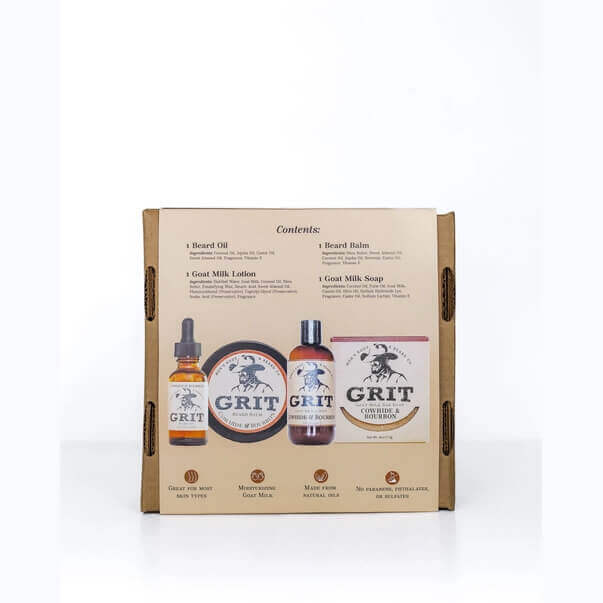 Grit grooming product set packaging on a white background
