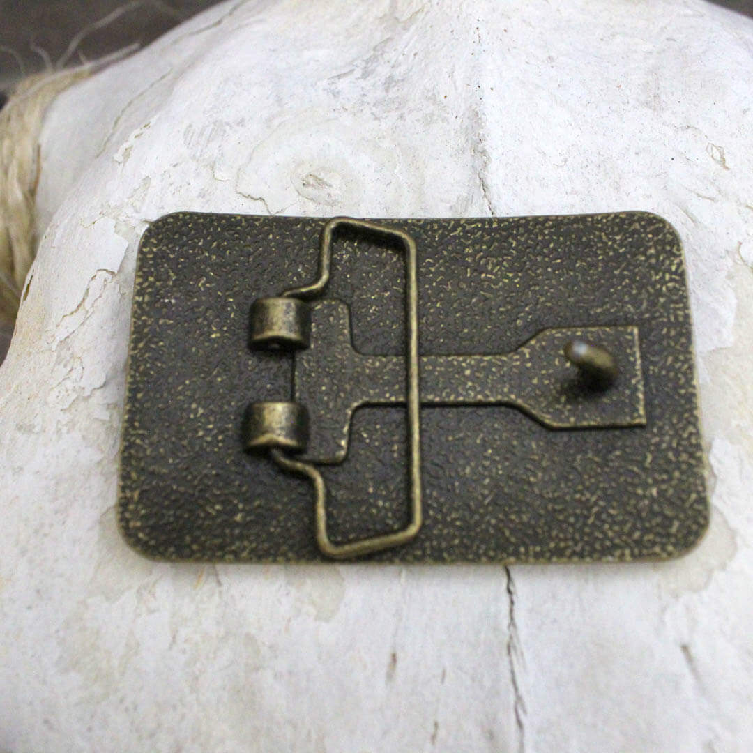 Leather Turquoise & Brown Steer Head Belt Buckle