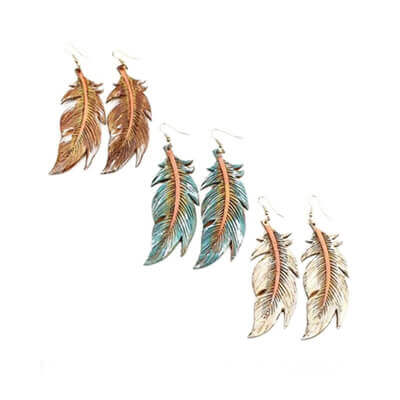 Showcase your free-spirited style with these leather feather earrings. The embossed feather design gives them a soft, boho vibe that looks gorgeous whether dressed up or down. The lightweight wire ensures these statement earrings are comfy enough to wear anywhere. Measure 1" by 3". May vary slightly. Imported.