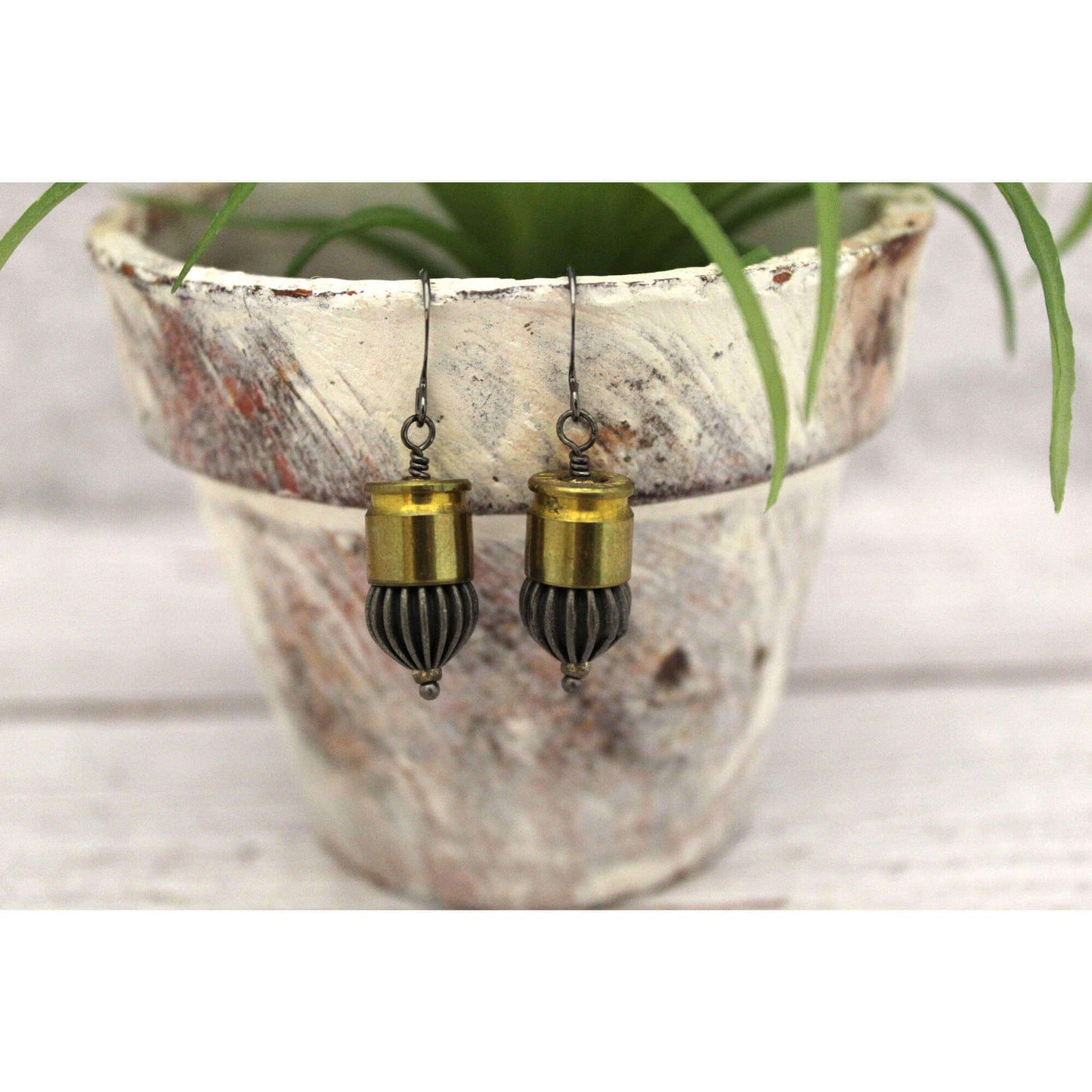 Nugget Earrings Pistol Bullet Corrugated