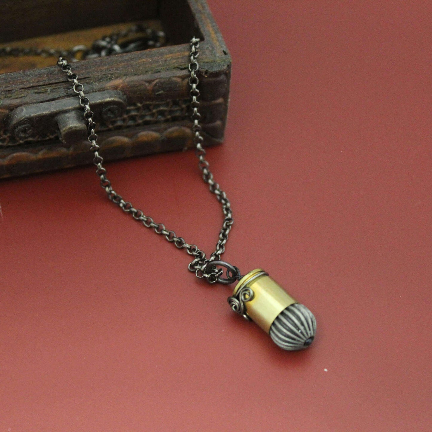 Nugget Corrugated Pistol Bullet Necklace