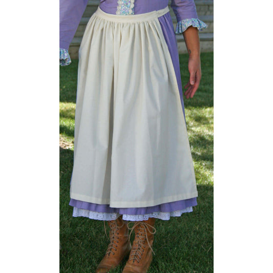 Old West Country Frontier Apron in cream 100% cotton, perfect for a vintage look and everyday work.