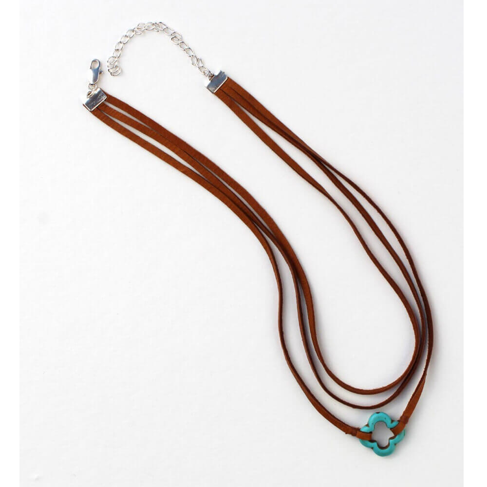 Open Clover Turquoise Cowgirl Necklace