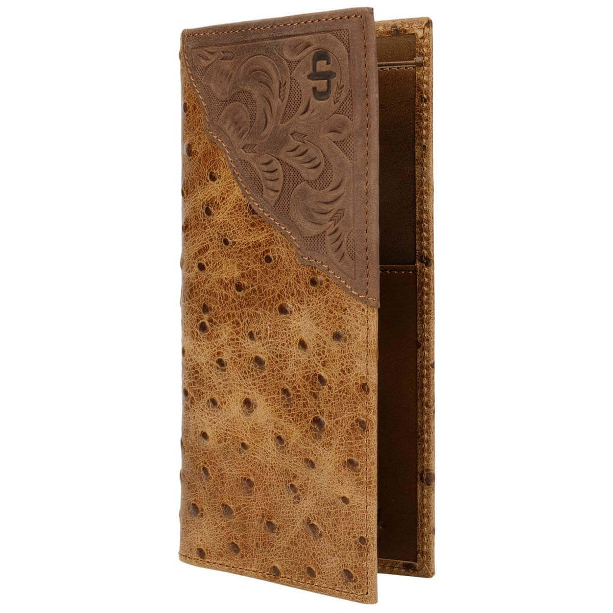 Tooled Embossed Ostrich Men's Stetson Wallet
