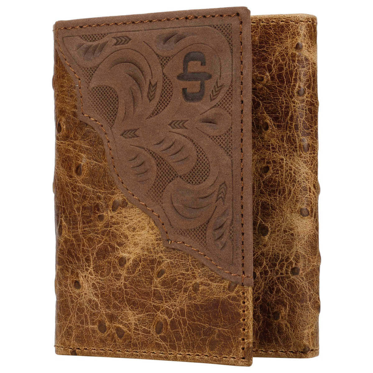Tooled Embossed Ostrich Men's Stetson Wallet