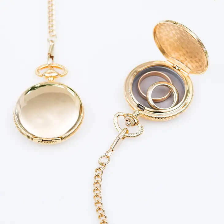 Pocket Western Wedding Ring Holder With Chain