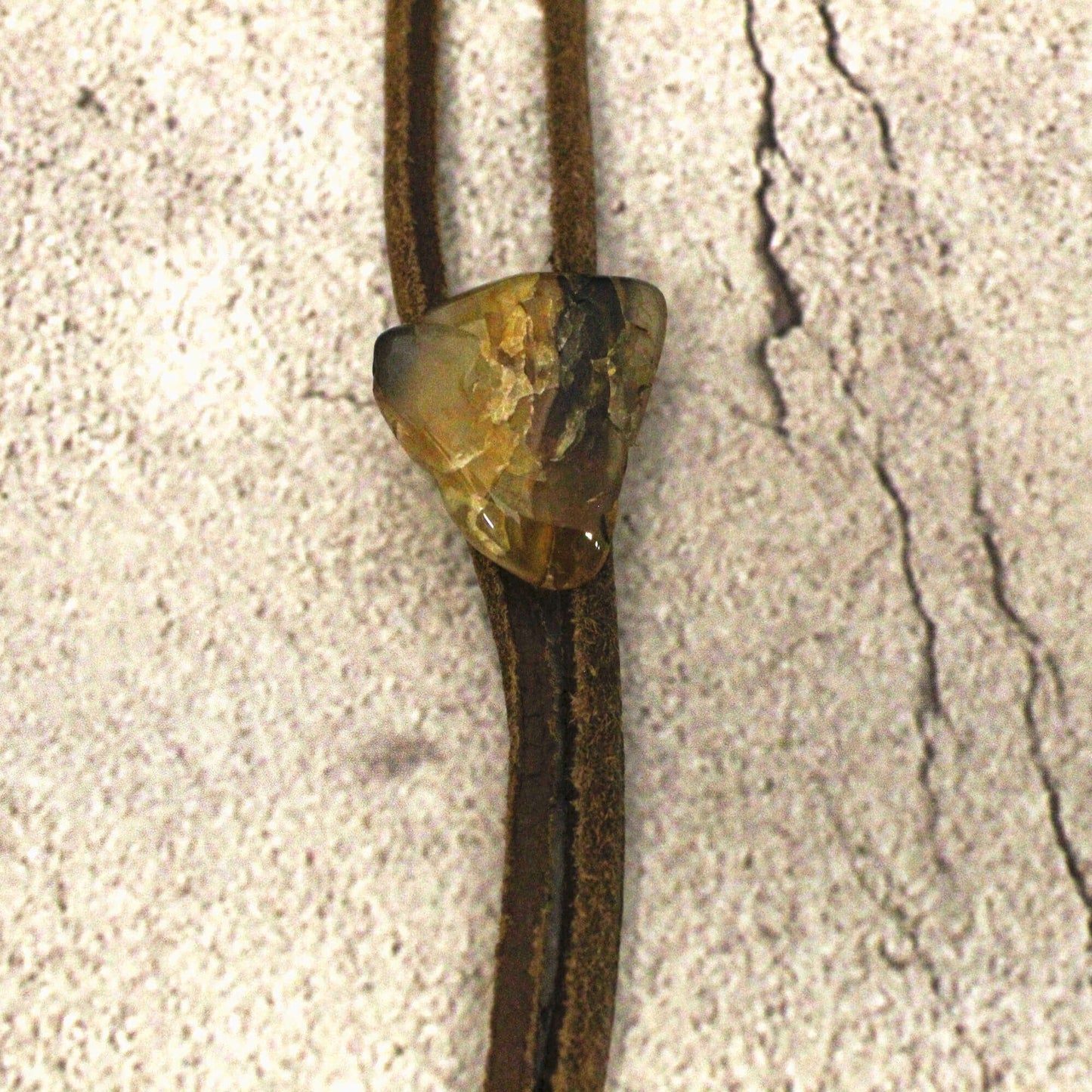 Rustic Gemstone Suede Cord Bolo Tie USA