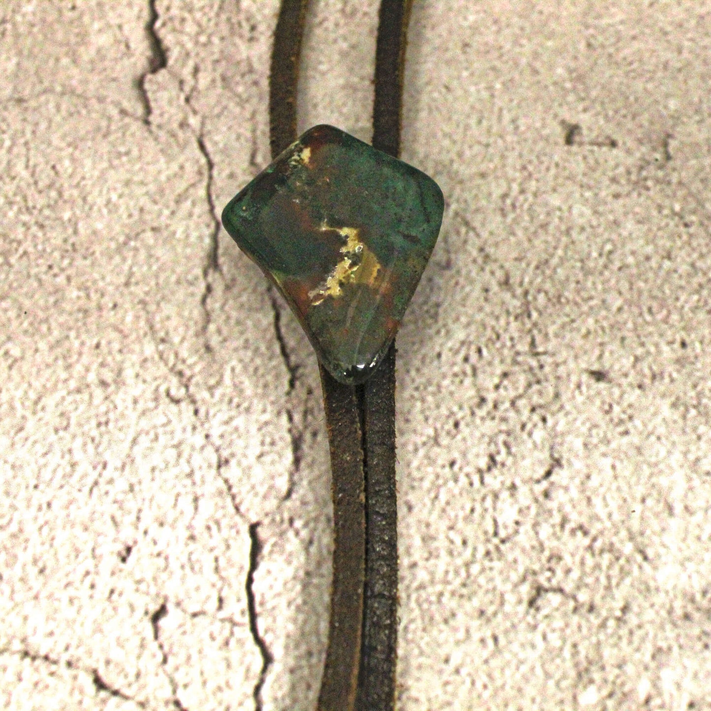 Rustic Gemstone Suede Cord Bolo Tie USA