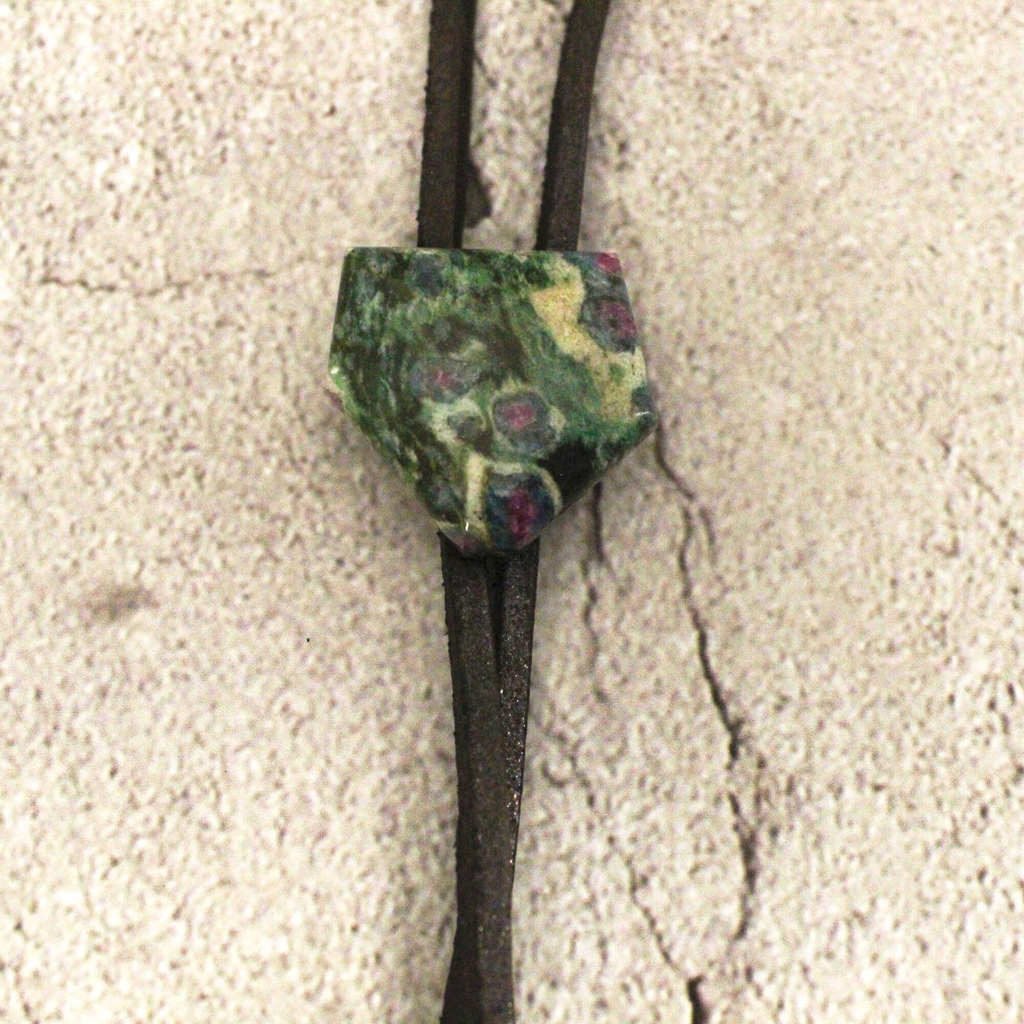 Rustic Gemstone Suede Cord Bolo Tie USA