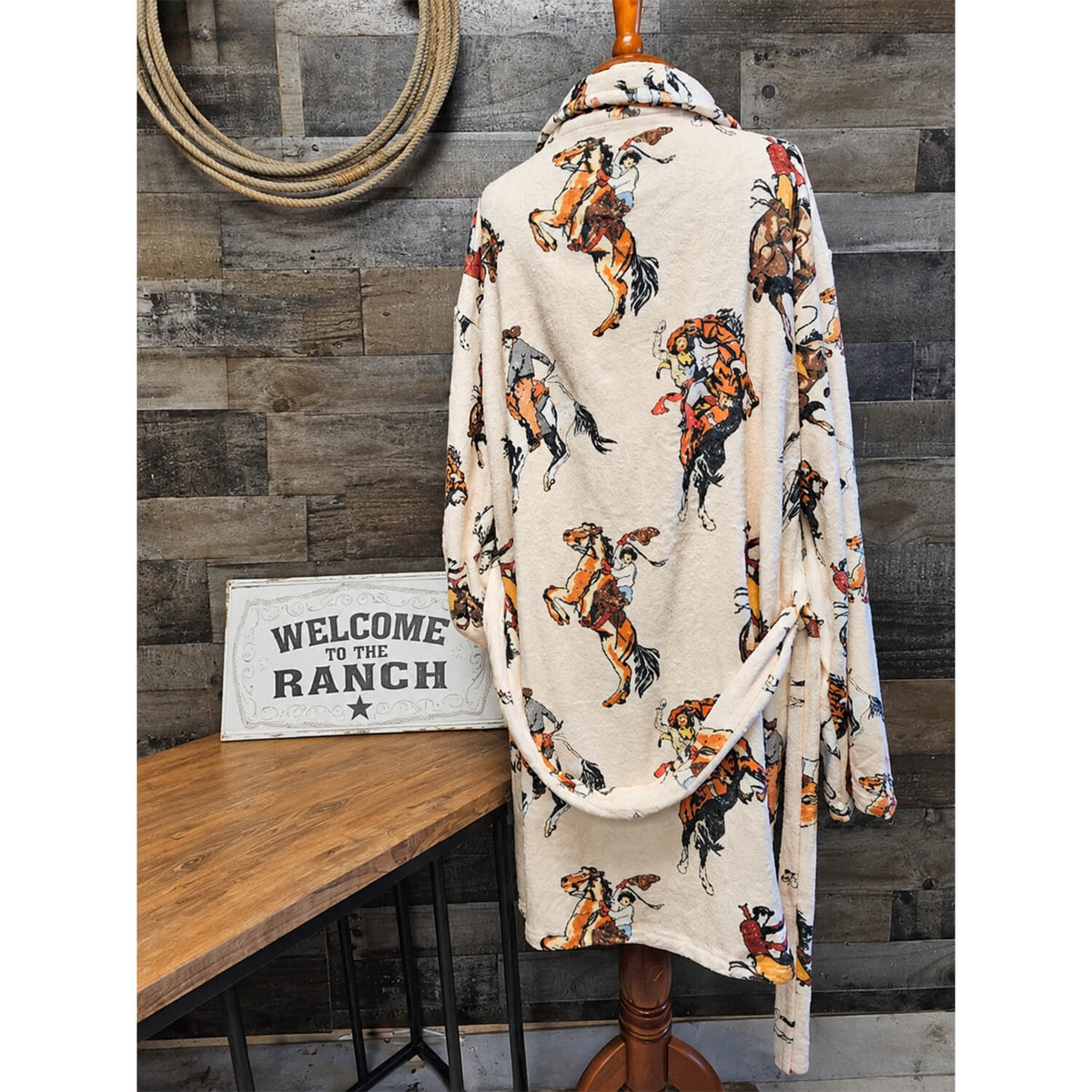 Vintage Cowboy Print Women's Western Bath Robe
