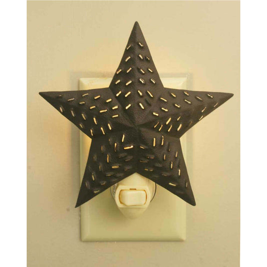 Star is 5¼" wide. Measures 5½" tall with night light appliance. Our night lights come ready to sell. They include a night light appliance and a light bulb.