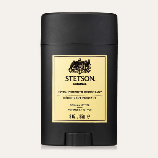 The Stetson Original 3-ounce heavy duty deodorant has a long-lasting odor-fighting protection in a skin-loving formula. It is earthy and untamed, for the pioneer in each of us with notes of citrus and vetiver. Aluminum and paraben free.