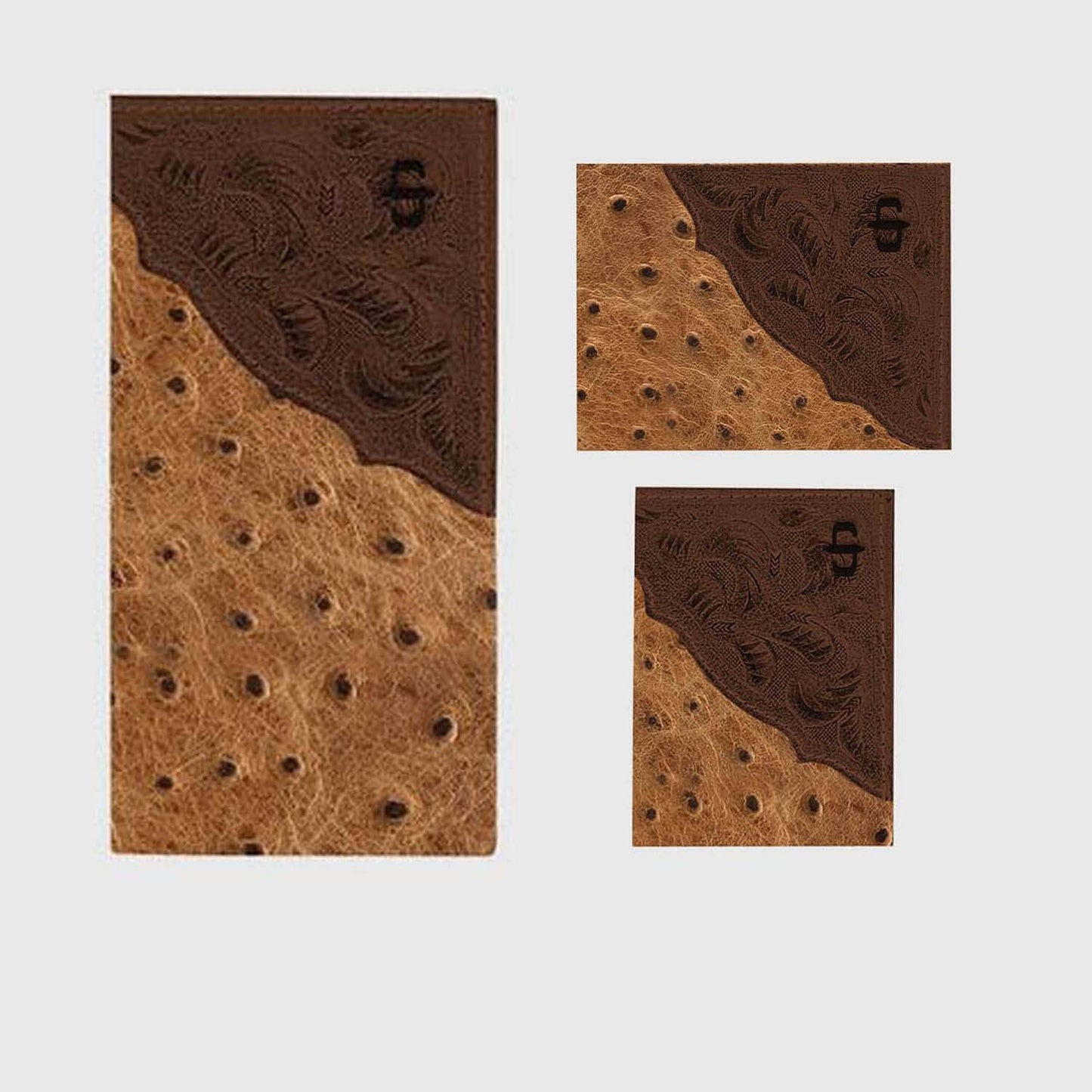Made from top-grain leather, these wallets feature a embossed ostrich print and a tooled brown leather western overlay with an embossed Stetson ® logo. At once rugged and refined, each wallet embodies our legendary commitment to quality and attention to detail. Imported.