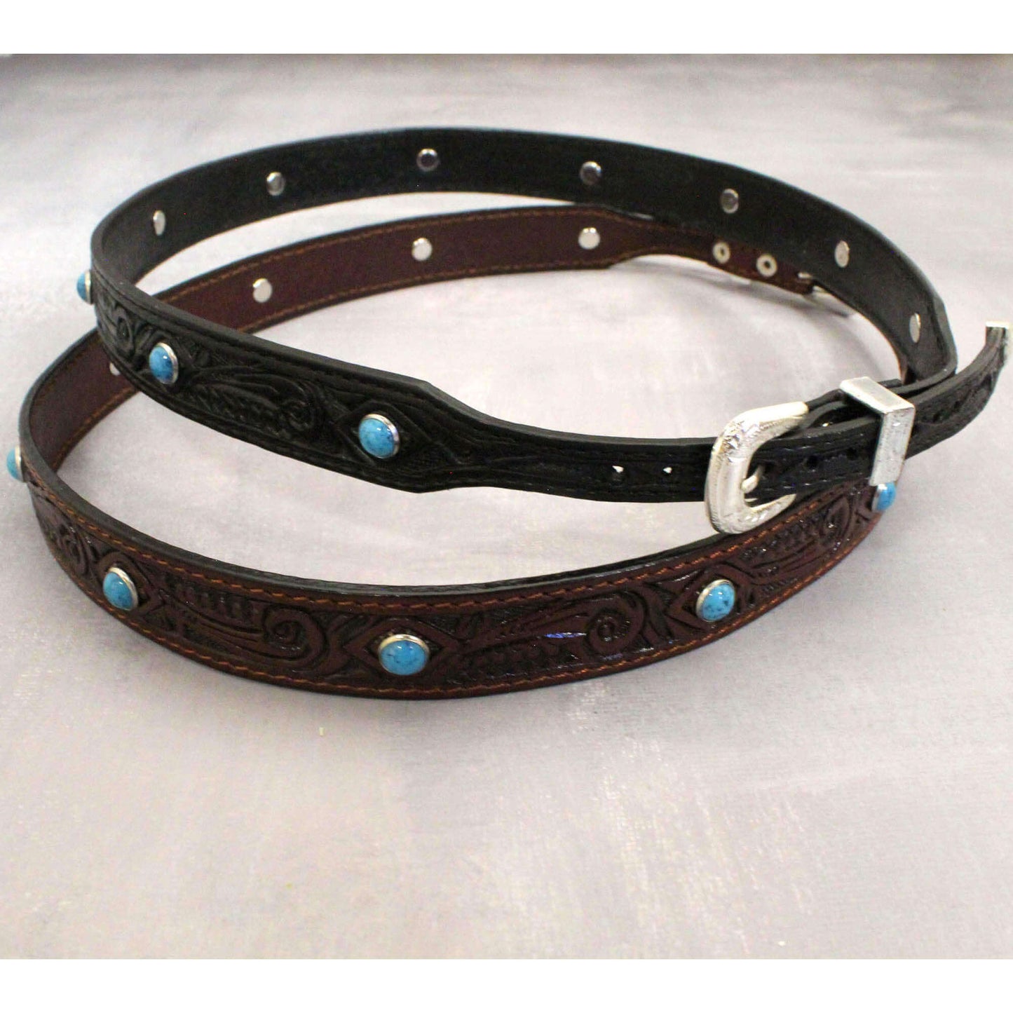 Turquoise Stud Leather Western Hatband