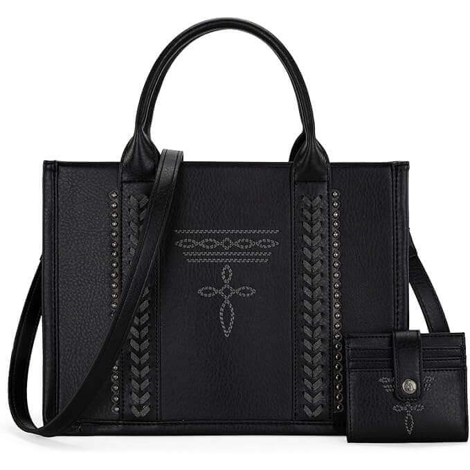Whipstitch Western Top Handle Tote Bag with Card Wallet
