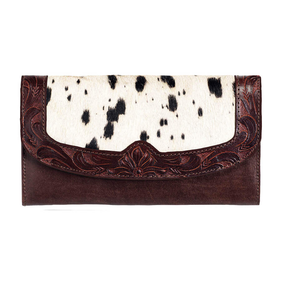 Introducing the Willa Hide and Leather Wallet - a stunning accessory that effortlessly combines the rugged charm of the American West with modern minimalist design.