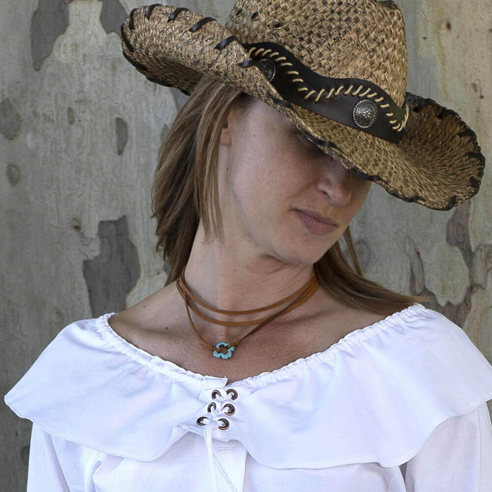 Open Clover Turquoise Cowgirl Necklace