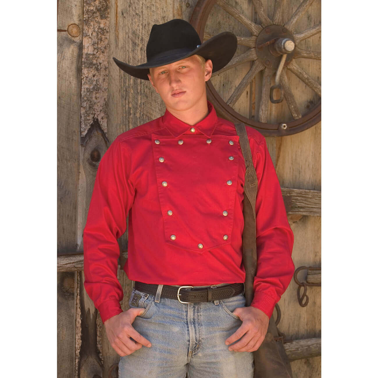 This classic design is a handsome fit in a striking color. Features a removable button-on cavalry bib with 13 silver shank buttons.  Sleeves have double button closure and a standard collar. With this shirt you are sure to grab attention! Can be made in other colors, just ask us! Made in the USA.