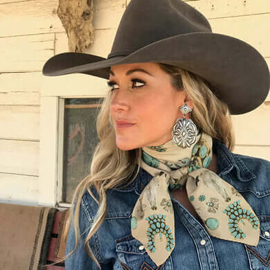 Squash Blossom Printed Western Silk Scarf