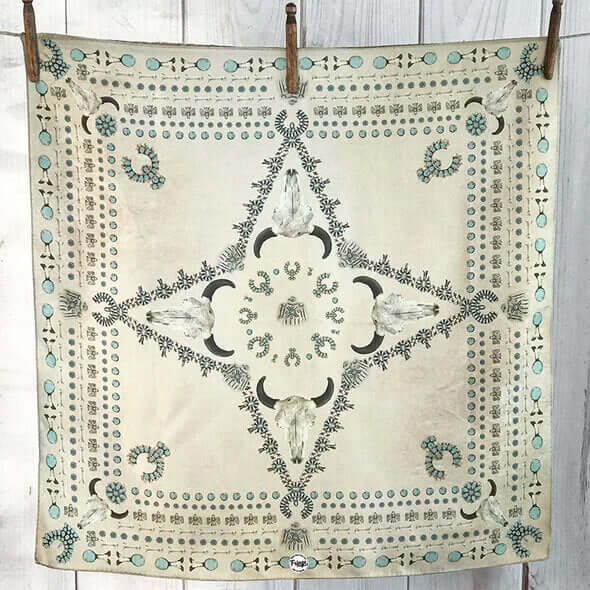 Squash Blossom Printed Western Silk Scarf