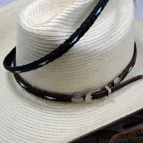 🌟Black Genuine Leather Hat Band For Western Cowboy Hats, Men
