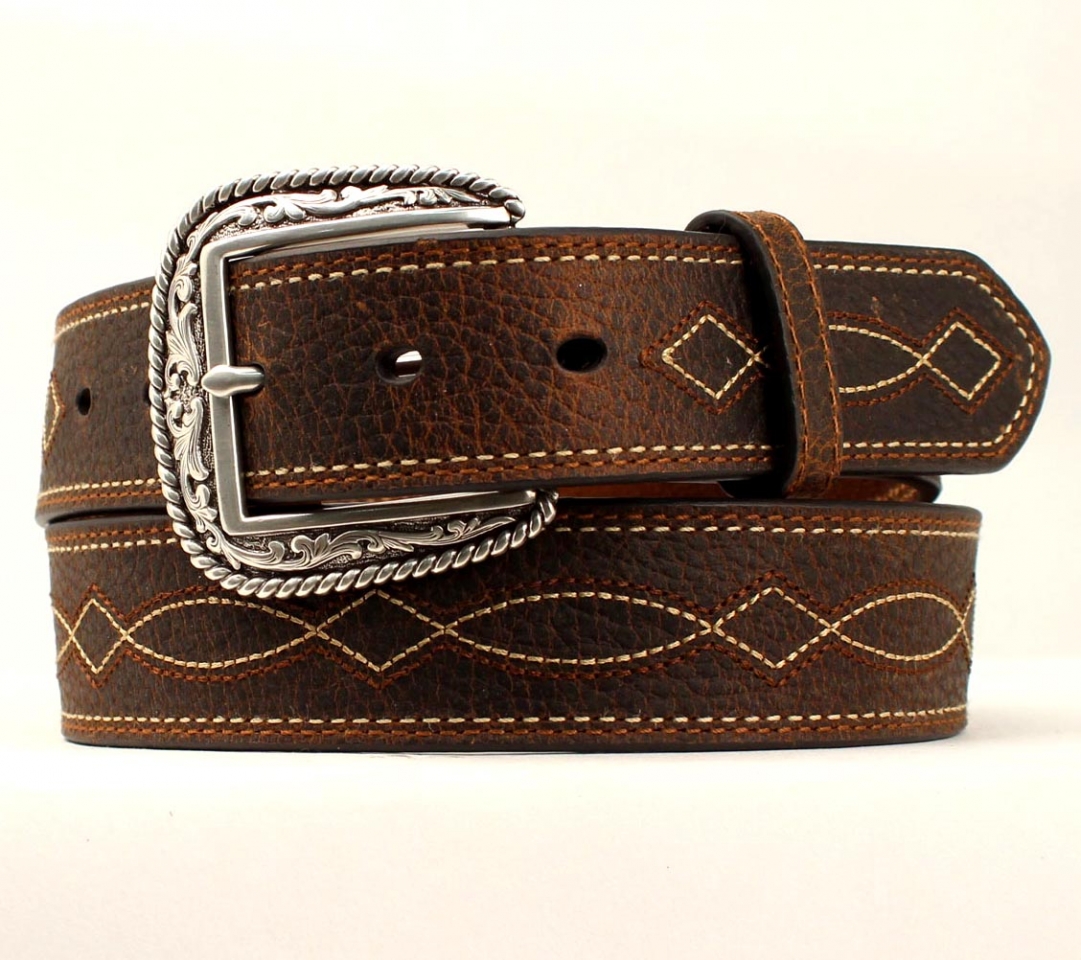 Classic PU Leather Western Belt with Turquoise Buckle Indian Style