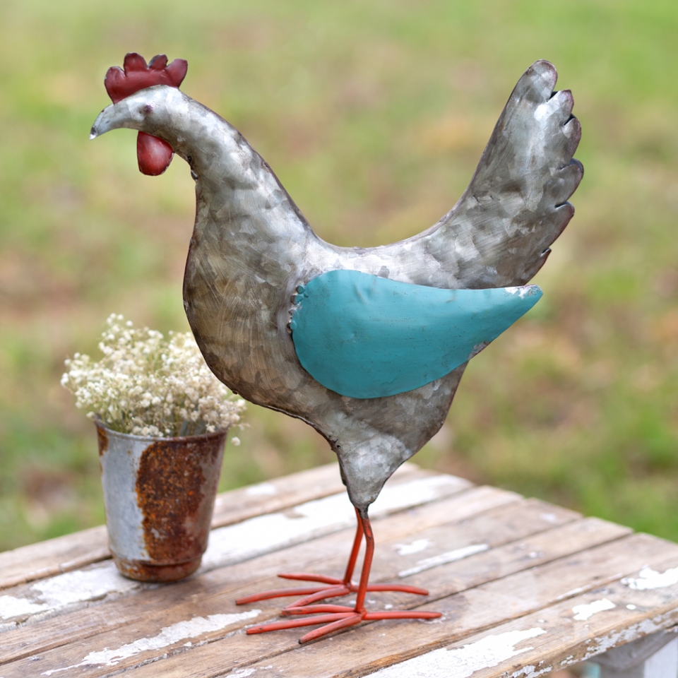 Galvanized Metal Rooster Cattle Kate