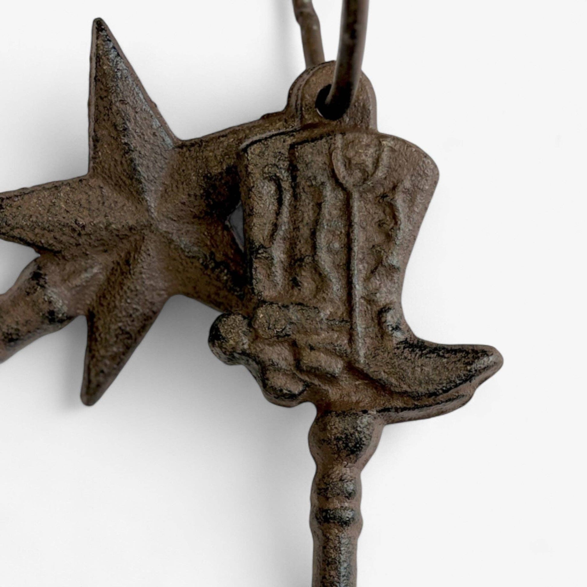 Bronze star & boot-shaped on a white background