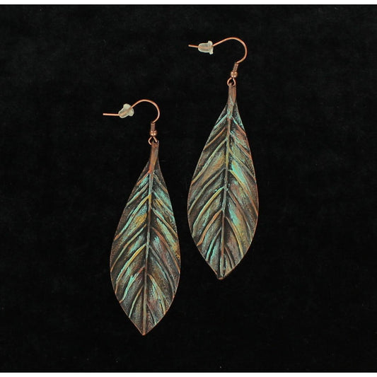 Feather Patina Drop Earrings