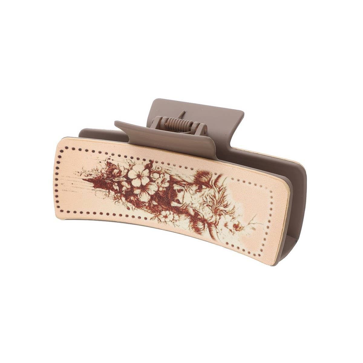 Hair clip with floral design on beige background