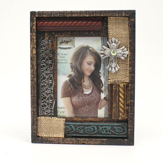 Multi Color & Burlap Picture Frame