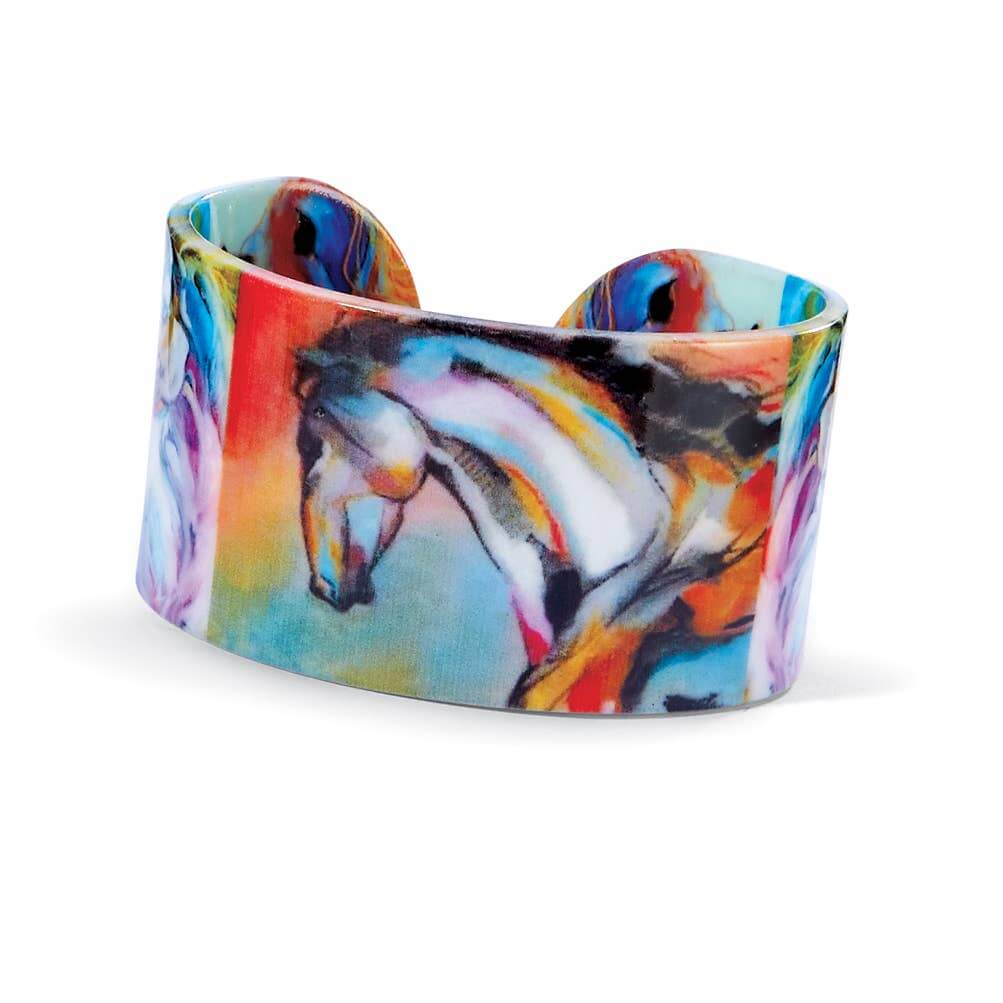 Colorful bracelet with horse design on a white background