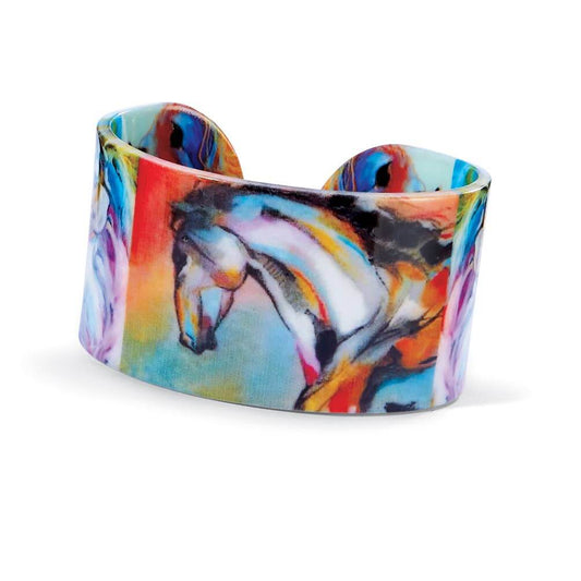 Colorful bracelet with horse design on a white background