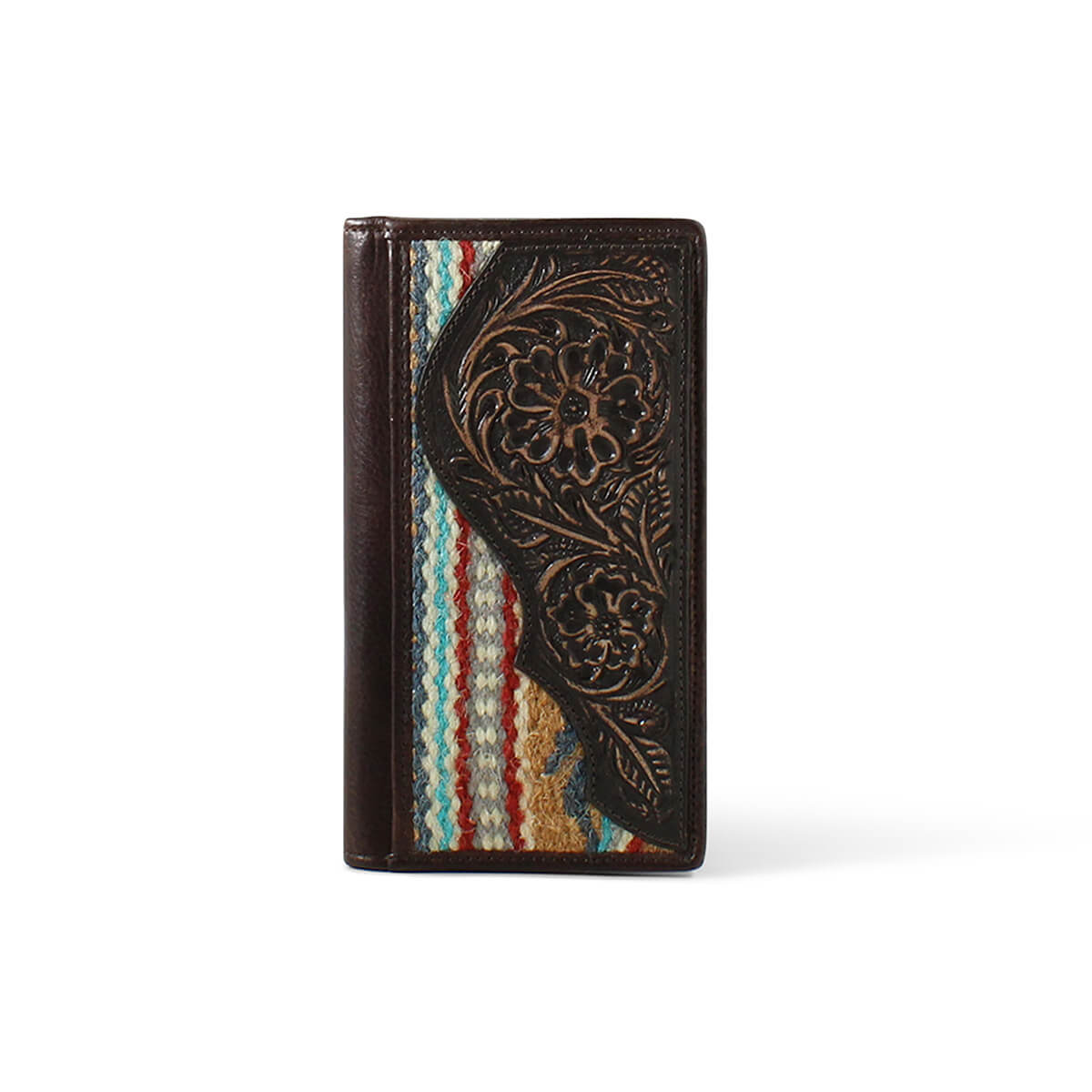 Tooled Leather and Wool Men's Western Style Wallet