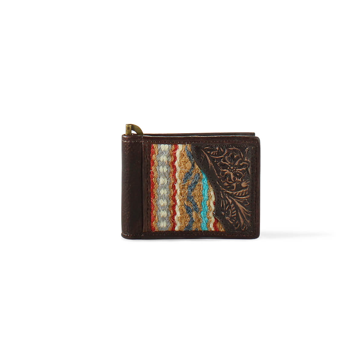 Tooled Leather and Wool Men's Western Style Wallet