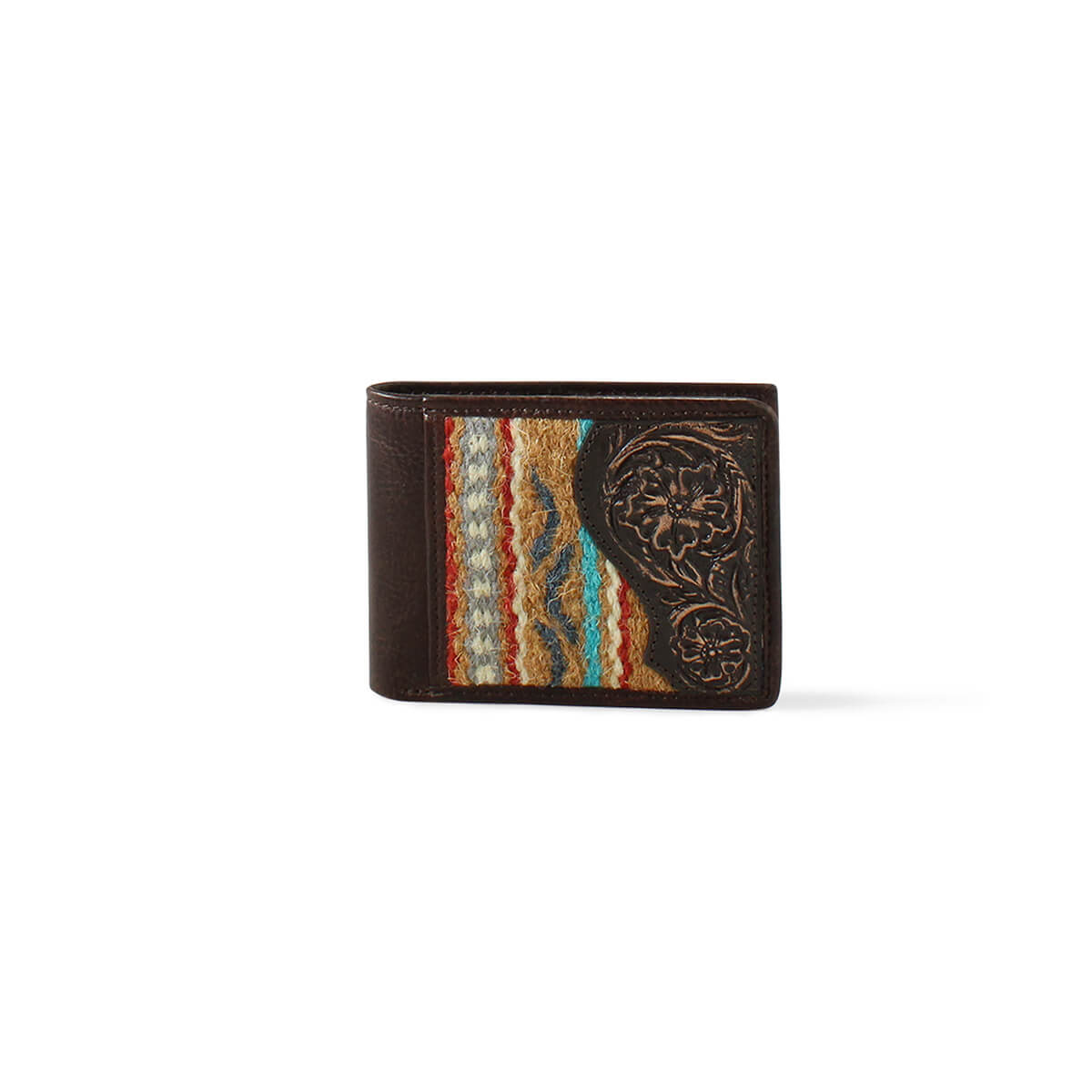 Tooled Leather and Wool Men's Western Style Wallet