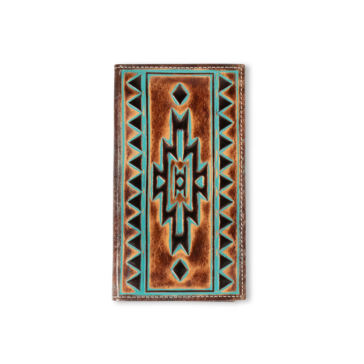 Turquoise Outlined Men's Southwestern Wallet