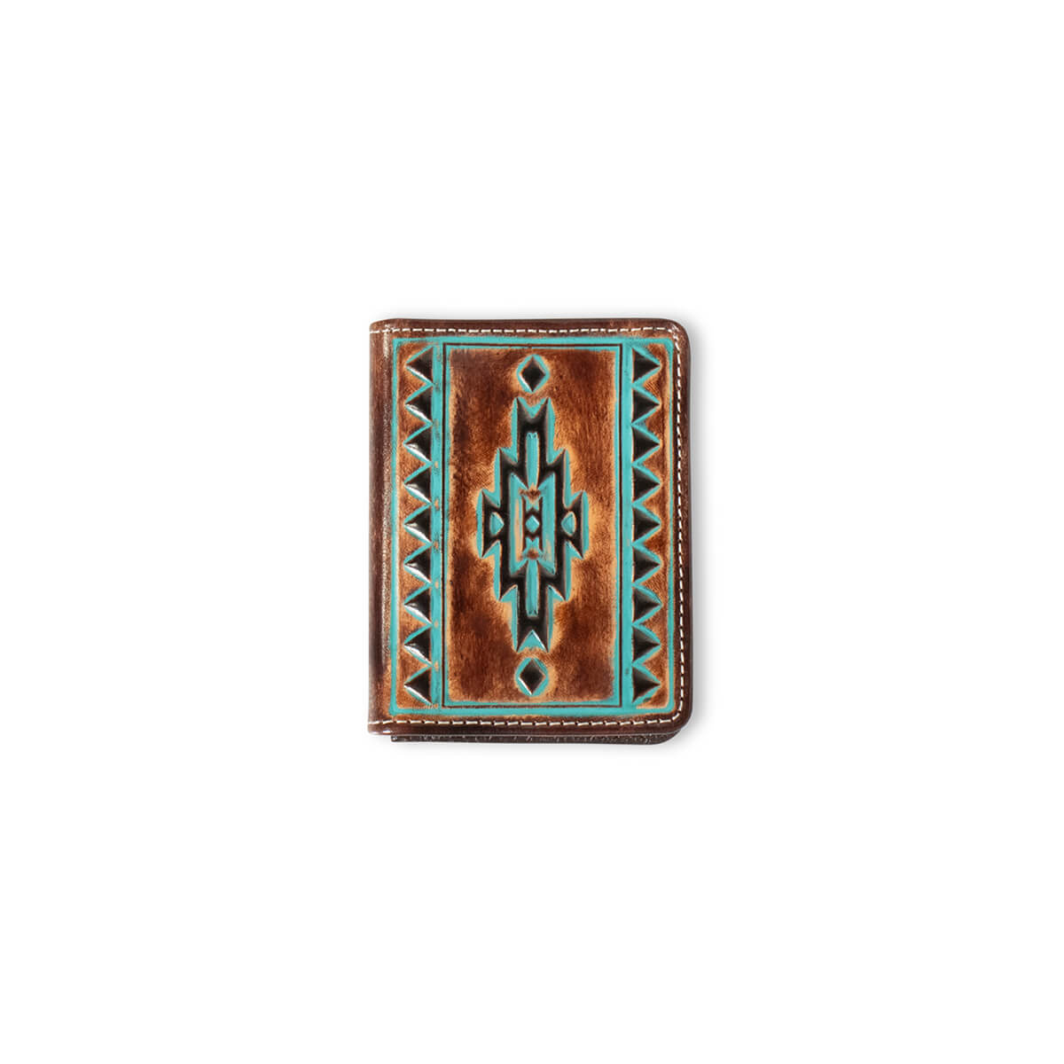 Turquoise Outlined Men's Southwestern Wallet