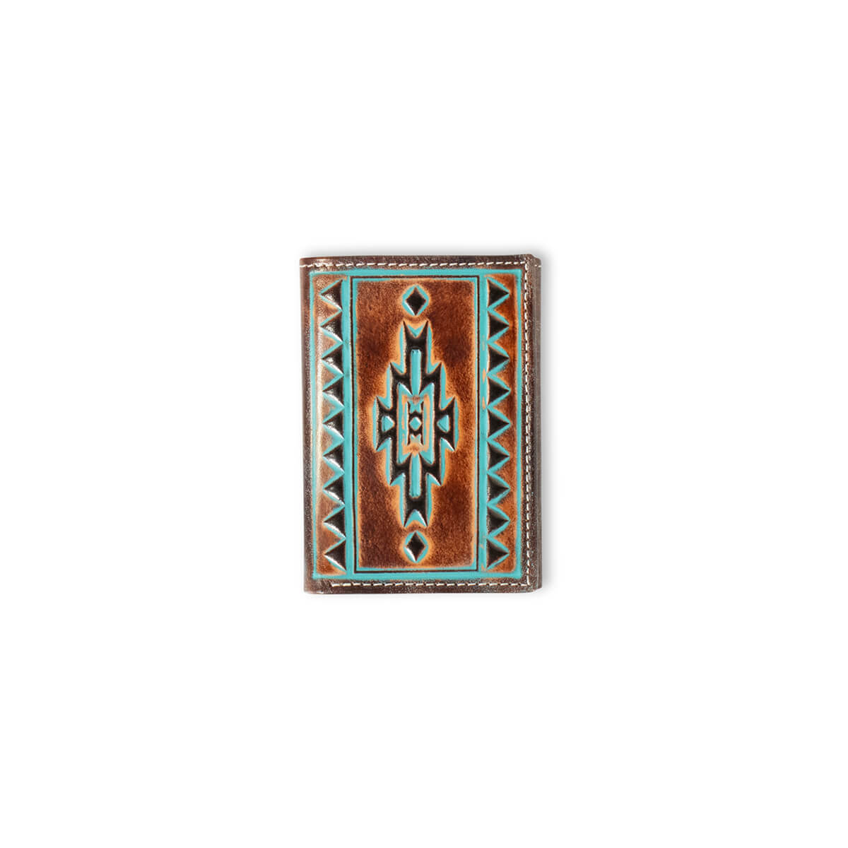 Turquoise Outlined Men's Southwestern Wallet